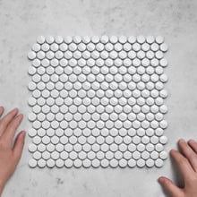 Kai Gloss White Penny Round Ceramic Mosaic Tile